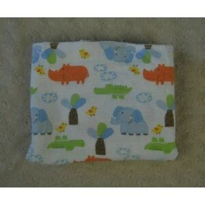 Carter's Safari Animal Baby Receiving Blanket Rhino Elephant Bird Alligator Tree